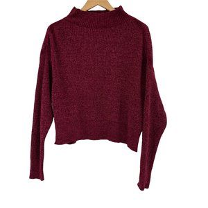 Jon & Anna Maroon Chenille pullover Mock Neck Boxy Oversized Large Knit Sweater